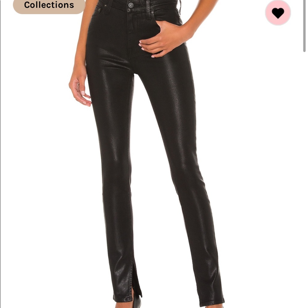 Jonathan Simkai black high waisted texture split hem pant size 25